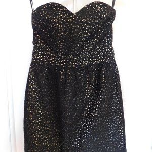 Black and Tan Strapless Dress